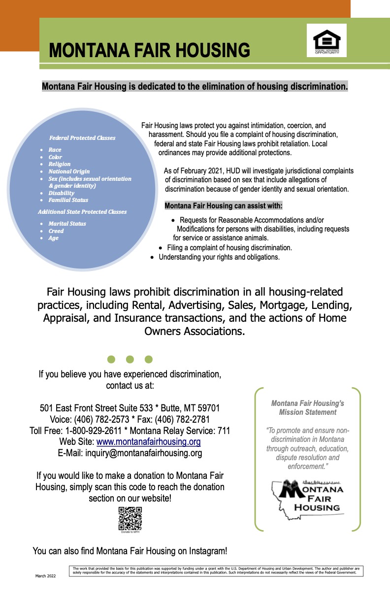 Montana Fair Housing Notice 2022